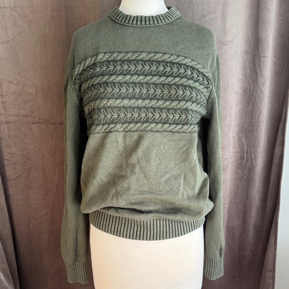 Lands' End Crewneck Sweater in Olive